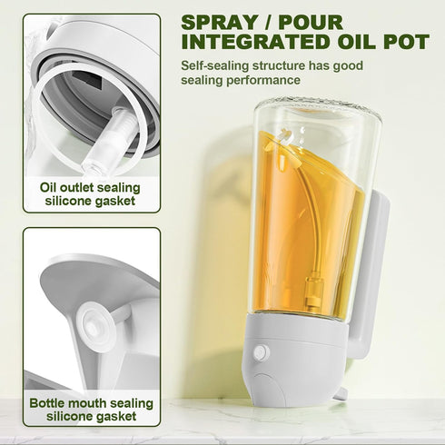 Oil Spray Bottle, 2 in 1 Oil Spray and Oil Container, 470ml/ 16oz Olive Oil Spray Bottle,Cooking Oil Spray Glass for Used for Air Fryer, Baking, G...