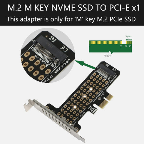 GELRHONR M.2 NVME SSD to PCIe X1 Host Controller Expansion Card,Supports 2280, 2260, 2242, 2230 Solid State Drives(Do not Support NGFF)...