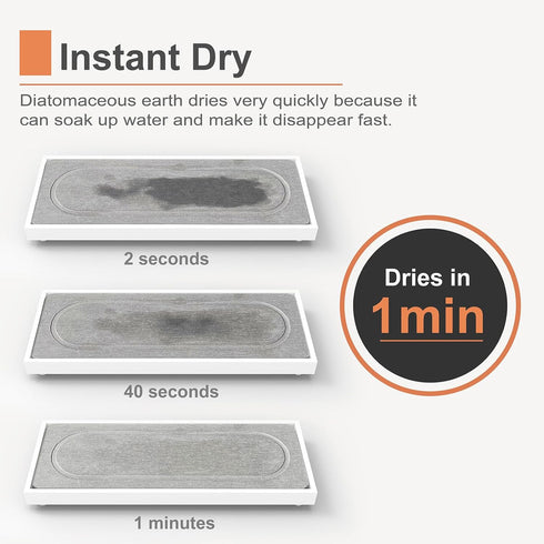 Instant Dry Sink Caddy Organizers, Sponge Holder for Kitchen Sink Counter, Water Absorbing Stone Drying Mat Rack, Soap Dish for Bathroom Counterto...