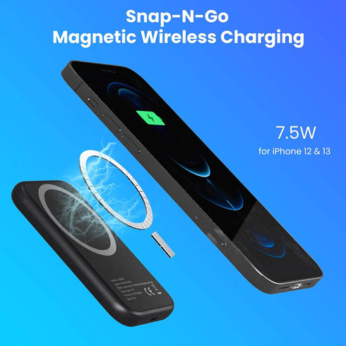 TECHSMARTER Magnetic Power Bank 5,000mAh, Wireless Portable Charger, 18W USB-C Fast Charging Battery Pack, Compatible with iPhone 12, 13, 14, 15 O...
