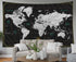 CAPSCEOLL World Map Tapestry Wall Hanging Black White Large Map Tapestry Home Décor for Bedroom 92.5X70.9 Inch...