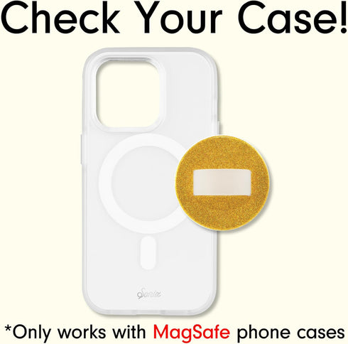 Sonix Magnetic Phone Grip, Removable Silicone Ring Loop Holder | Compatible with MagSafe | Glitter - Gold...