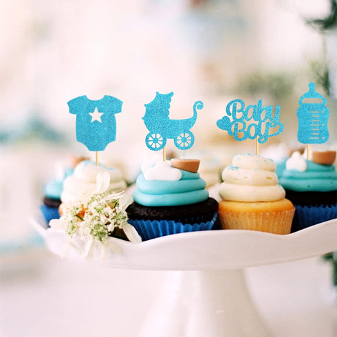 36 Pack Baby Shower Cupcake Toppers Boy Baby Cupcake Toppers Baby Shower Cake Cupcake Toppers Picks for Birthday Boy Party Decorations...