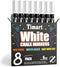 Timart 8 Pack White Chalk Markers, 6mm Liquid Chalk Markers for Chalkboards Signs, Blackboards, Windows, Glass- Reversible Tip, 24 Chalkboard Labe...