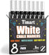 Timart 8 Pack White Chalk Markers, 6mm Liquid Chalk Markers for Chalkboards Signs, Blackboards, Windows, Glass- Reversible Tip, 24 Chalkboard Labe...