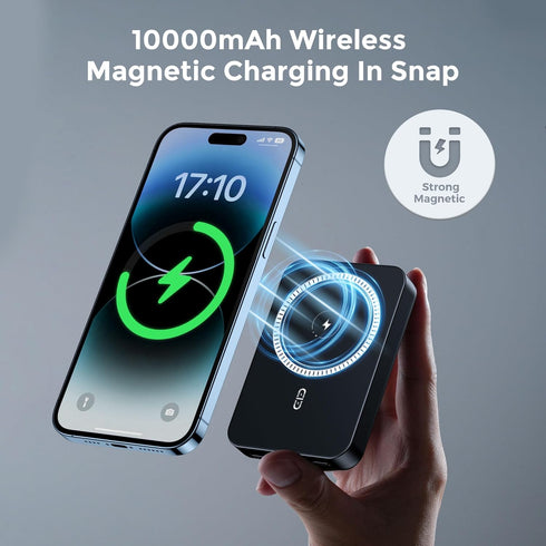 NOHON Wireless Charger Portable Mag-Safe-Battery Pack: 10000mAh Power Bank PD 20W Fast Charging with USB-C Cable, External Powerbank for Mag-Safe,...