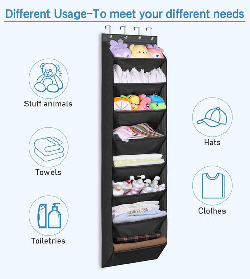 KEETDY Shoe Rack for Door Behind with 8 Large Pockets, Hanging Shoe Organizer for Closet Hanger Fits 20 Pairs Shoe Holder for Back of Door Narrow ...