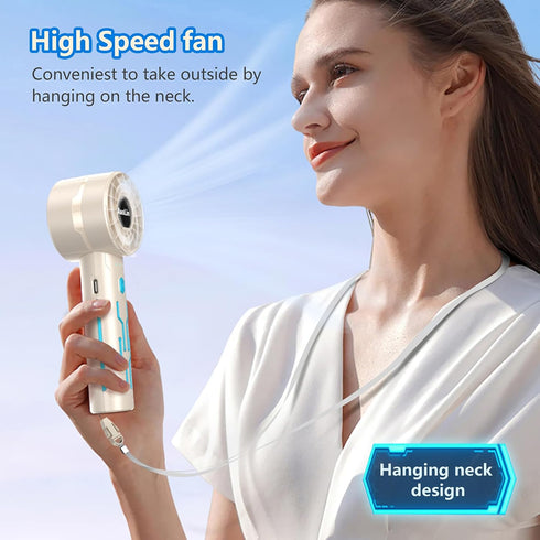 2pcs portable handheld fan personal fan portable neck fan small rechargeable fan usb mini small fan high speed motor lasts 4-16 hours 4-speed lany...