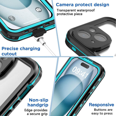 AICase Waterproof Case for iPhone 15(6.1") with MagSafe Snowproof,Dustproof and Shockproof, IP68 Certified Full Body Protection Fully Sealed Under...