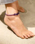 Jewever Natural Amethyst Anklet Bracelets for Women Tumbled Chips Crystals Anklet Adjustable Handmade Reiki Gemstones Beach Foot Jewelry...