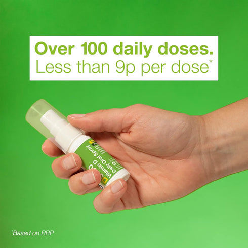BetterYou Vitamin D3 Spray Liquid Immune Support Supplement, 3000 IU Strength per Single Spray, 0.507 Fl Ounce (100 Sprays), Peppermint Flavour...