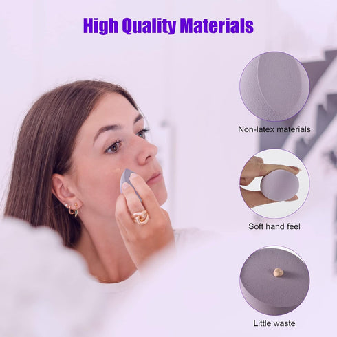 4 Pcs Makeup Sponge Beauty Blender Set - Sponges For Foundation with Egg Case and 1 Holder, Flawless for Cream, Powder Liquid (4PCS,Purple)...