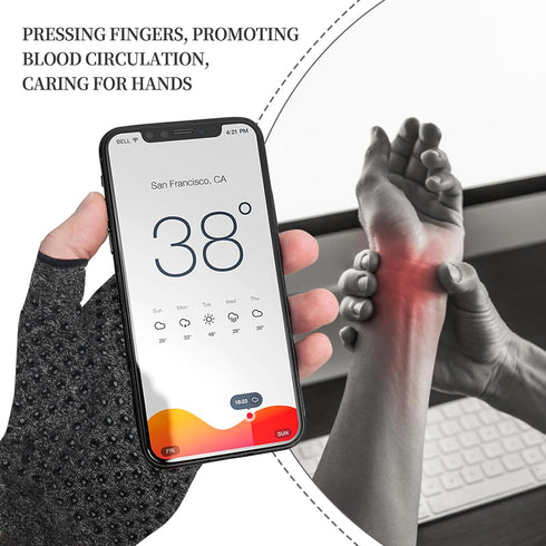 2 Pairs Arthritis Compression Gloves, Provide Support Warmth for Carpal Tunnel, Rheumatoid, Arthritis Pain Relief Gloves, Fingerless Compression G...