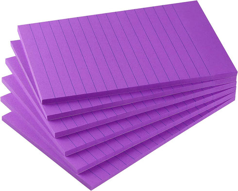 Early Buy 6 Pads Lined Sticky Notes with Lines 4x6 Self-Stick Notes Bright Color Sticky Notes, 45 Sheets/Pad (Purple)...