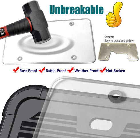 Aootf License Plate Protector- Clear Novelty Number Plate Cover with Silicone Car Tag Frame, Unbreakable Cover to Protect Front or Back License Pl...