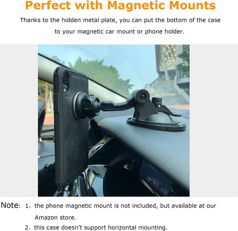 molzar MAG Series for iPhone XR Case, Built-in Metal Plate for Magnetic Mount, Works with Qi-Certified Chargers, Compatible with iPhone XR, Black...