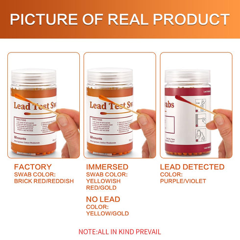 Lead Test Kit for Dishes, 60 Pcs Rapid Lead Test Swabs, Dip in Water Lead Testing Kit, Lead Paint Test Kit Home Use for All Surfaces, Results in 3...