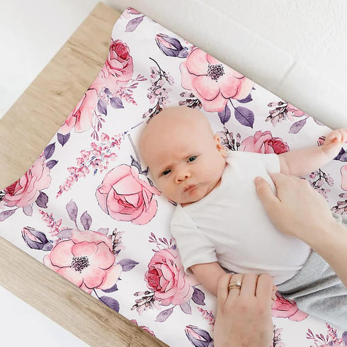 Changing Pad Cover, Baby Changing Table Cover, Diaper Changing Pad Sheet for Girls, Super Soft Breathable, Pink Floral...