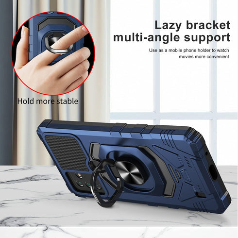 for Wiko Voix Case with Screen Protector,Built-in Magnetic Car Ring Stand,Full Body Protection Frosted PC Back Soft TPU Bumper Raised Corner Edge ...