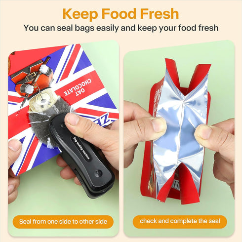 Rechargeable Mini Bag Sealer, 2 in 1 Heat Sealer and Cutter, Vacuum Sealer?Chip Bag Sealer for Snack Chip Plastic Bags, Portable Mini Sealing Mach...