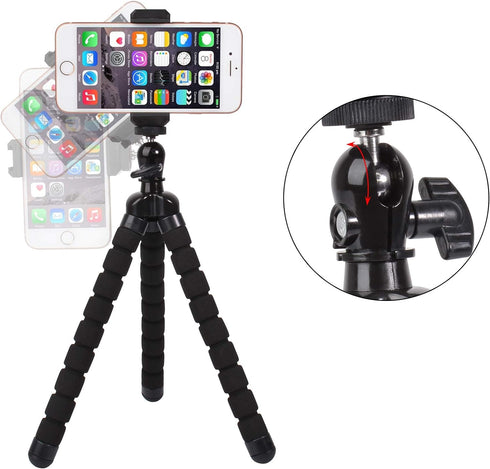 Phone Mini Tripod, Ruittos Premium Flexible Mobile Phone Tripod Stand Compatible with iPhone Samsung Go Pro, Small Digital Camera, Black...
