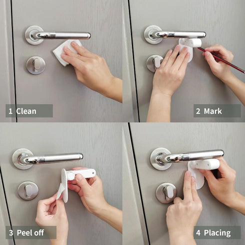 Childproof Door Lever Lock Prevents Toddlers Pets from Opening Doors, No Drill Tool Needed Easy to Instal, Child Safety Locks for Doors, Windows, ...