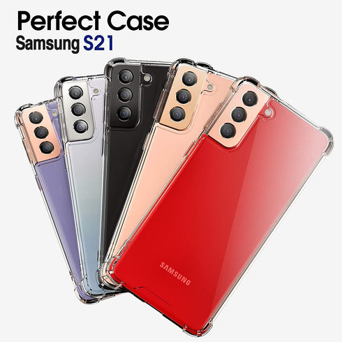KIOMY Clear Case for Samsung Galaxy S21 5G Airbag Corners Shockproof Bumper Protective Phone Cover, Hybrid Design Hard PC Back with Flexible TPU F...