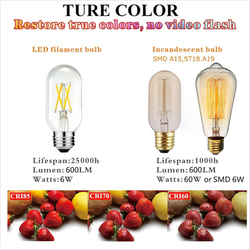 LiteHistory E26 Edison Bulb 6W Equivalent E26 LED Bulb 60 Watt Dimmable Neutral White 4000K E26 Light Bulb AC120V 600lm Tubular T14 T45 LED Bulb f...