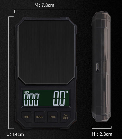 Digital Scale, Timer Coffee Scale,Digital Kitchen Gram Scale,2000gx0.1g,Back-Lit LCD Display,Auto Off, Stainless Steel, Batteries Included...