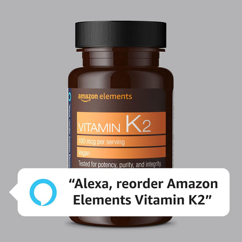 Amazon Elements Vitamin K2 100 mcg, Vegan, 65 Capsules, 2 month supply (Packaging may vary)...