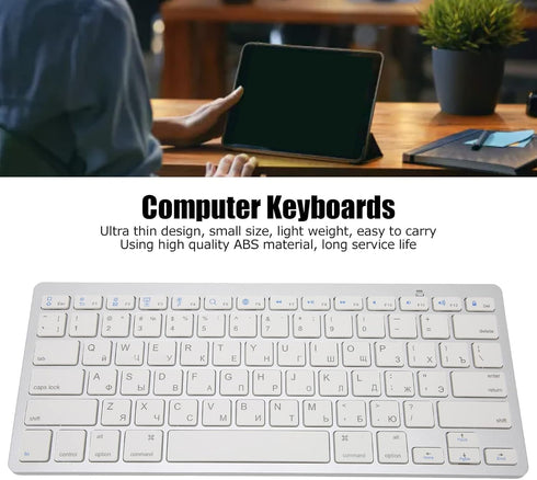 Multi-Device Slim Portable Bluetooth 3.0 Keyboard, 11 Kind of Language 78 Keys Ultra Slim Keyboard for/Windows/Android(Russian)...