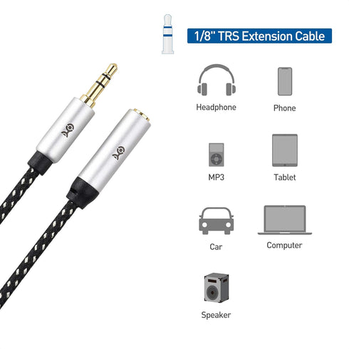 Cable Matters 2-Pack Headphone Extension Cable - 6ft, 3.5mm Extension Cable, Aux Cord Extender, Black...