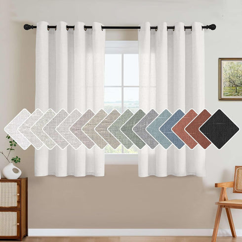 H.VERSAILTEX Elegant Natural Linen Semi Sheer Blended Energy Efficient Light Filtering Linen Textured Curtains/Nickel Grommet Window Treatments Pa...