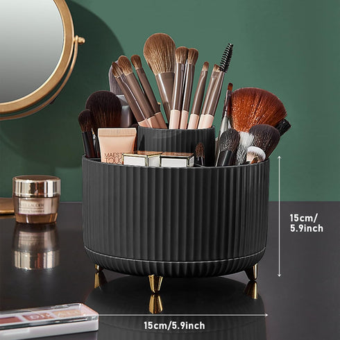 Makeup Brush Holder Organizer,360° Rotating Makeup Brush Organizer,5 Slot Make up Brushes Cup for Cosmetics, Nail Polish, Art Supply, Bathroom Van...