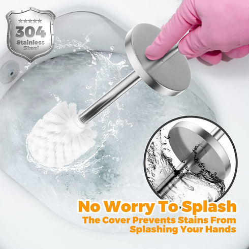 JIGA Toilet Brush and Holder, Stainless Steel Toilet Bowl Brush, Bathroom Toilet Bowl Scrubber Brush with Stiff Bristles...