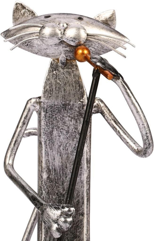 Tooarts Music Cat Metal Sculpture Iron Statue Handwork Handicrafts, 3 Funny Design...
