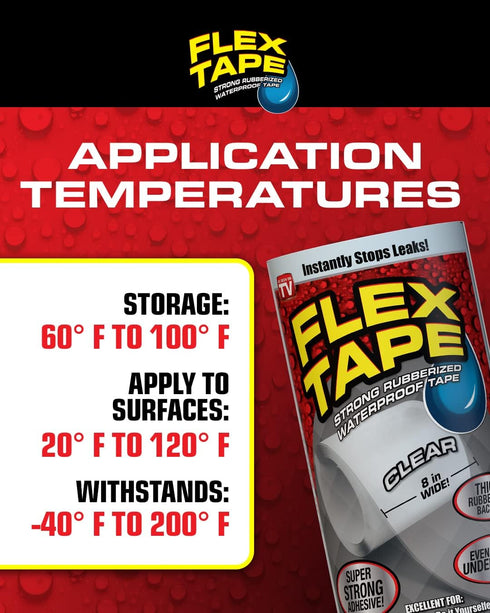 Flex Tape, Mini, Clear, Original Thick Flexible Rubberized Waterproof Tape - Seal and Patch Leaks, Works Underwater, Indoor Outdoor Projects - Hom...