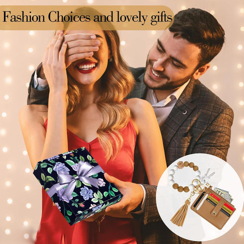 Hicdaw Wristlet Bracelet Keychain Wallet for Women 9 Slots Credit Card Holder Tassel Purse Silicone Key Ring with Gift Box...