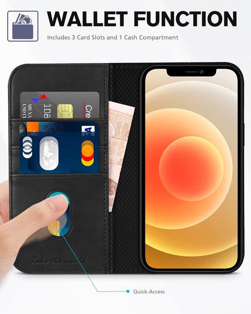 TUCCH Wallet Case for iPhone 12 Pro/iPhone 12 5G, Premium PU Leather Flip Folio Cover with Card Slot, Stand Book Design [Shockproof TPU Interior C...