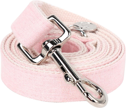 DOGWONG Cotton Hemp Dog Collar, Heavy-Duty Pink Dog Collar Durable Soft Natural Fabric Pet Dog Collar Cute Wedding Puppy Necklace for Small Medium...