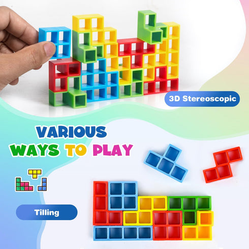 Tetra Tower Games Balance Stacking Blocks Game, 32 Pcs Board Games for Kids & Adult,2 Players+ Family Games, Parties, Travel, Team Building Blocks...