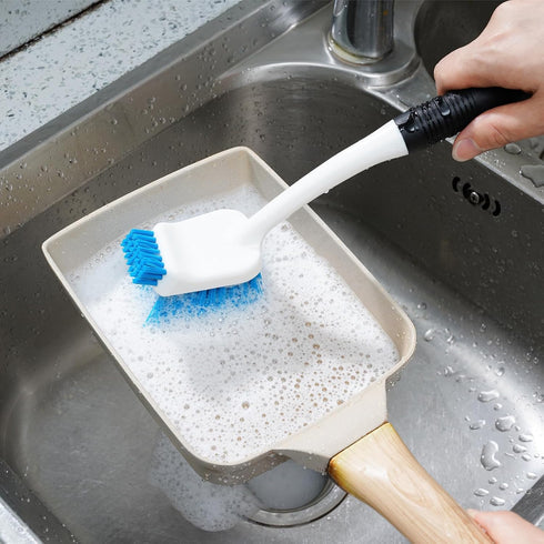 Dish Brush Set of 3 with Water Bottle Brush, Dish Scrub Brush and Scrubber Brush - Kitchen Scrub Brushes, Non Slip Long Handle for Cleaning Cleane...