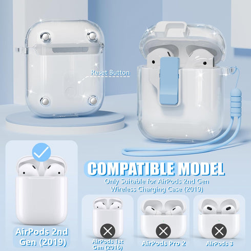 ?with Safety Lock? Clear Case for AirPods 2nd Generation Case 2019 with Cleaner Kit,Only Compatible with for Apple AirPods 2ndt Gen Wireless Charg...