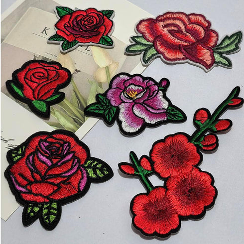 Qingxi Charm 24pcs Assorted Flowers Sewing on/Iron on Embroidered Patches Clothes Dress Hat Pants Shoes Curtain Bag Wallet Sewing Decorating DIY C...