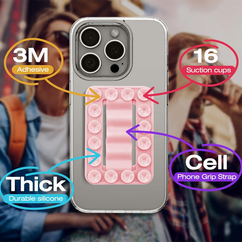 Asstar ?2 Pack? Silicone Suction Phone Case Adhesive Mount, Sticky Phone Grip for iPhone and Android, Non Slip Hands-Free Mirror Shower Holder for...