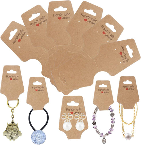 200PCS Bracelet Display Cards Sturdy Necklace Holder Cards Self Adhesive Jewelry Packaging Selling Card for Small Business of Keychain Earring Hai...