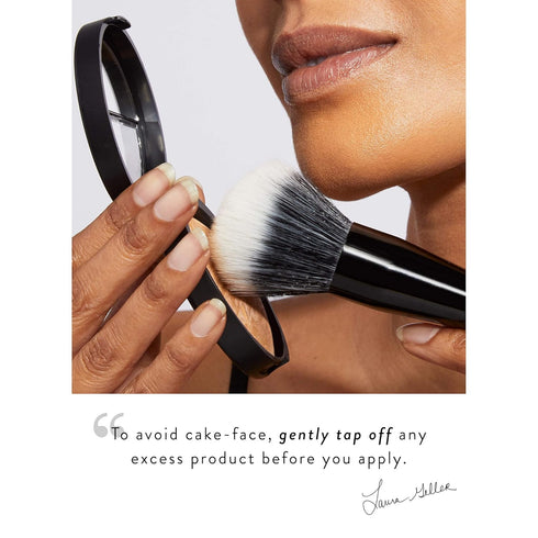 LAURA GELLER Full Face Powder Makeup Brush with Wooden Handle in Midnight Black – Foundation, Setting Powder, Blush, Bronzer, Highlighter and Lumi...