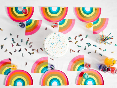 Talking Tables RAIN Happy Birthday Rainbow Shaped Plates Party Decorations, Pack of 12, Width 24cm, 9", Gold Foil and Mixed Colors...