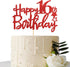 Red Glitter Happy 16th Birthday Cake Topper - Sixteen Sign Cake Topper - Cheers to 16 Years Party Supplies - 16th Birthday Party Decorations...