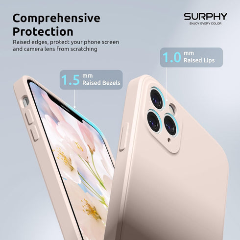 SURPHY Square Design for iPhone 11 Pro Case with Camera Protection, Straight Edges Liquid Silicone Phone Case for iPhone 11 Pro 5.8 inches, Light ...